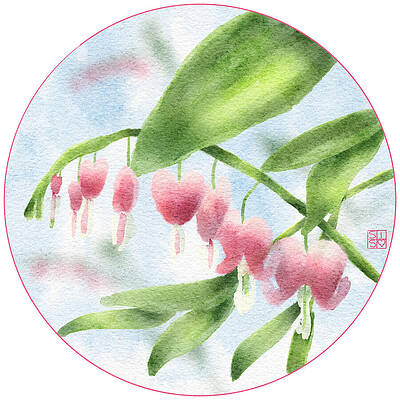 Flower Wall Art featuring the digital art Bleeding Heart Flowers by Snow Iris Studio