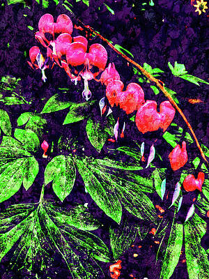 Wall Art featuring the digital art Bleeding Heart With A Lichen Texture Overlay by Bruce Block