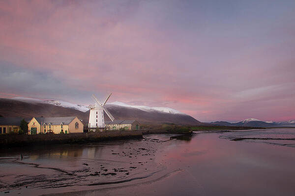 Landscape Photograph - Blennerville Windmill Pink Morning by Mark Callanan