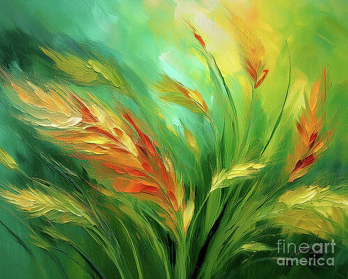 Nature Wall Art featuring the ai art Blood Grass Edges by Macro Abundance