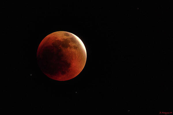 Sky Wall Art featuring the photograph Blood Moon With Stars by Rene Vasquez