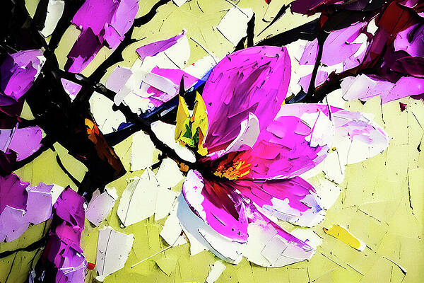 Wall Art featuring the mixed media Blooming Magnolias Painting by Tatiana Travelways