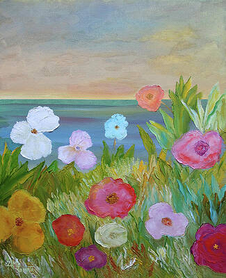 Wall Art featuring the painting Blossoming Shore by Angeles M Pomata
