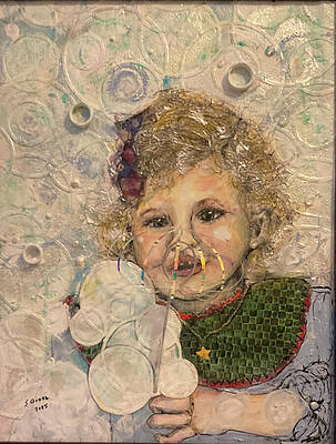 Wall Art featuring the painting Blowing Bubbles In Gulley2 Park by Susan Orosz