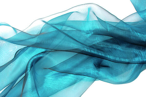 Photograph - Blue Abstract Wavy Organza Fabric by Severija Kirilovaite