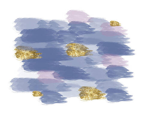 Wall Art featuring the digital art Blue And Gold Paint Strokes by Alison Frank
