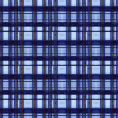 Pattern Mixed Media - Blue And Gold Plaid by Elizabeth Reich