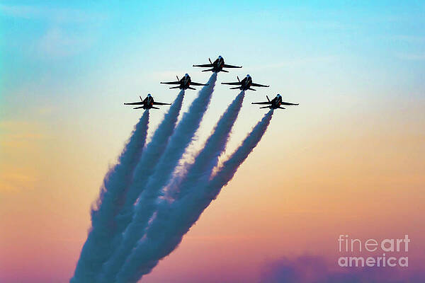 Wall Art featuring the photograph Blue Angels At Sunset by Beachtown Views