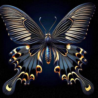 Vibrant Digital Art - Blue Butterfly by David Manlove