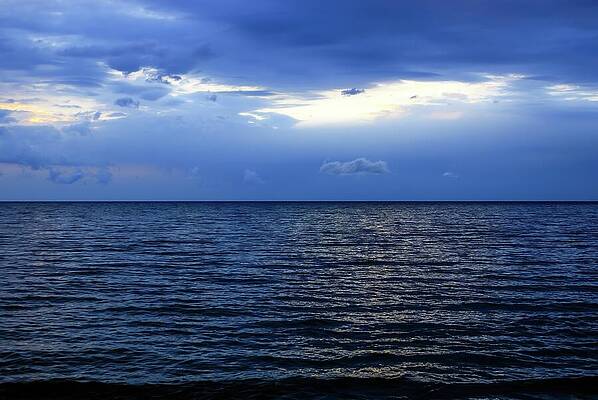Wall Art featuring the photograph Blue Dawn Over Lake Michigan by Deb Beausoleil