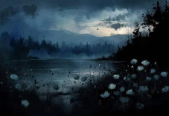 Digital Art - Blue Dawn Over Lake Superior by Deb Beausoleil