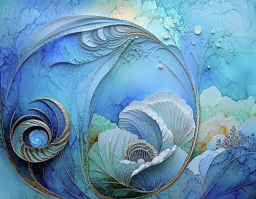Abstract Wall Art featuring the digital art Blue Garden Abstract by Eris And AI