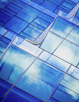 Modern Glass Facade with Reflections Wall Art