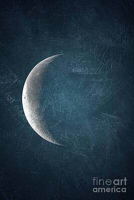 Crescent Moon in Dark Blue Sky Digital Art