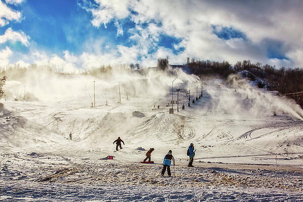 Wall Art featuring the photograph Blue Mountain Ski Slope Action And Fun by Tatiana Travelways
