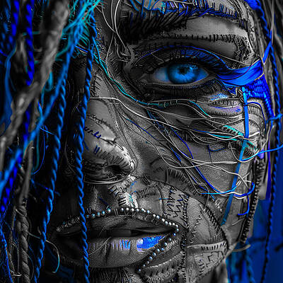 Intricate Digital Art - Blue by Paul Charles