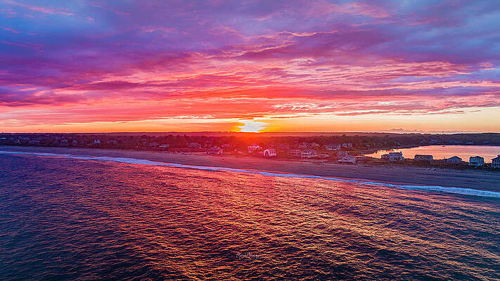 Seascape Photograph - Blue Shutter East Beach by Veterans Aerial Media LLC