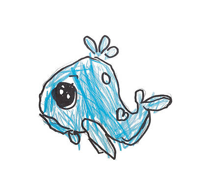 Blue Wall Art featuring the drawing Blue Whale by Chad Thunberg