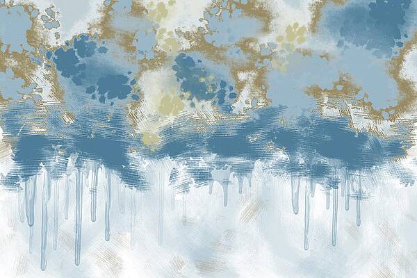 Wall Art featuring the digital art Blues And Browns Jewels And Drips Abstract by Alison Frank