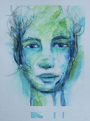 Green Wall Art featuring the mixed media Blues by Mary Conner