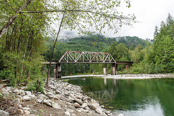 Sky Wall Art featuring the photograph BNSF Bridge Over Sky River by Tom Cochran