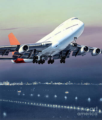 Airplane Wall Art featuring the painting Boeing 747 by Jack Fellows