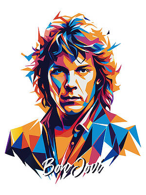 Vibrant Wall Art featuring the digital art Bon Jovi #1 In WPAP Pop Art by Vector Artnesia