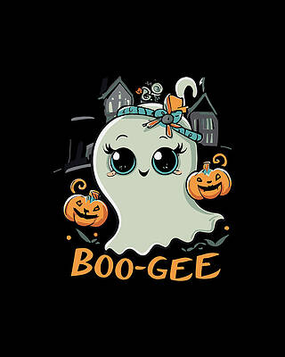 Cute Wall Art featuring the digital art Boo Gee Cute Halloween Ghost by Flippin Sweet Gear