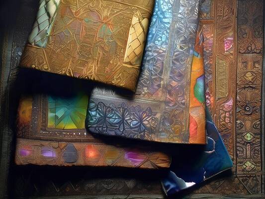 Intricate Wall Art featuring the digital art Book Cover Leather by Eris And AI