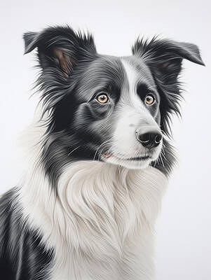 Vibrant Wall Art featuring the mixed media Border Collie Dog by Land of Dreams