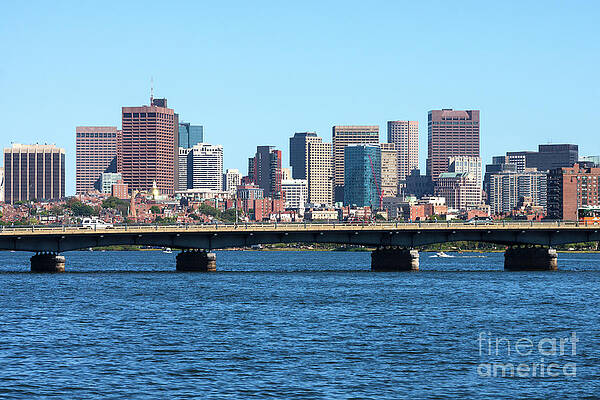 Wall Art featuring the photograph Boston Back Bay Skyline And Harvard Bridge Photo by Paul Velgos