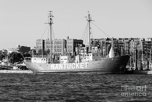 Wall Art featuring the photograph Boston Massachusetts Nantucket Ship Black And White by Paul Velgos