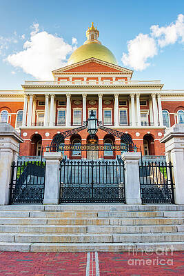 Wall Art featuring the photograph Boston Massachusetts State House Entrance Vertical by Paul Velgos