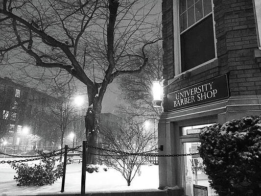 Wall Art featuring the photograph Boston University Barber Shop Winter 2019 by Joe Schofield