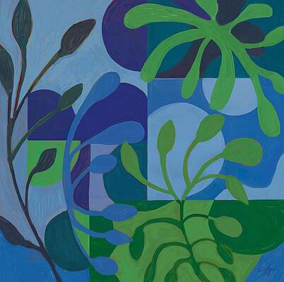 Abstract Wall Art featuring the painting Botanica - Verdant Organic Abstract Expression by Sonja Kraft