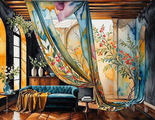 Vibrant Digital Art - Botanical Decor by Eris And AI