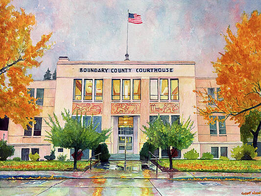 Painting - Boundary County Idaho Courthouse by Grant Nixon