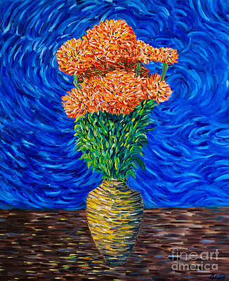 Wall Decor Painting - Bouquet Of Marigolds by Michel Cruz-Garcia