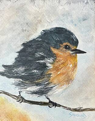 Wall Art featuring the painting Boy, It's Cold by Judy Strickland