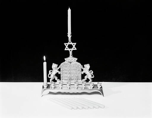 Jewish Wall Art featuring the photograph Brass Menorah Featuring Lions by Kurt Miehlmann