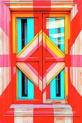 Vibrant Wall Art featuring the photograph Brazilian Odyssey - Colorful Window Rio De Janeiro by Philippe HUGONNARD