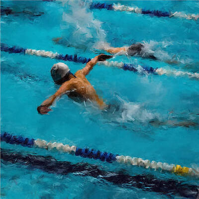 Painting - Breast Stroke Swimmer by Gary Arnold