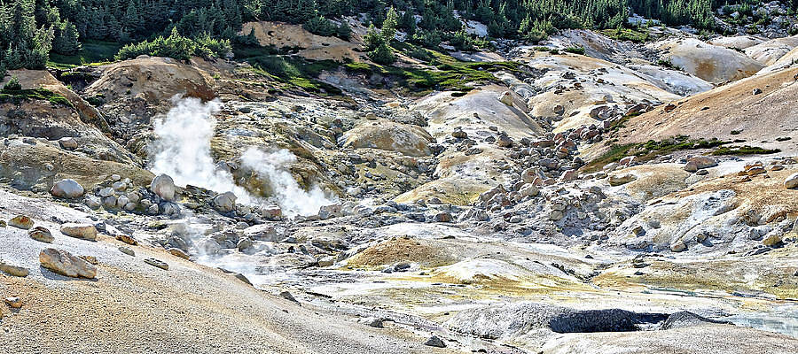 Textured Photograph - Breath Of The Devil -- Steam Vent At Bumpass Hell In Lassen Volcanic National Park, California by Darin Volpe