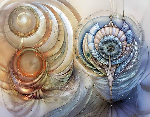 Intricate Nautilus and Spiral Design Wall Art