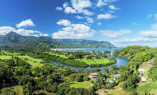 Wall Art featuring the photograph Breathtaking Aerial View Of Hanalei Bay's Verdant Landscape Unde by Steven Heap
