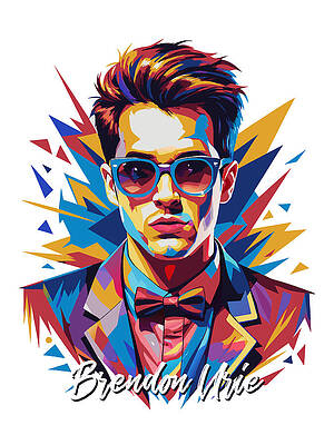 Vibrant Wall Art featuring the digital art Brendon Urie #1 In WPAP Pop Art by Vector Artnesia