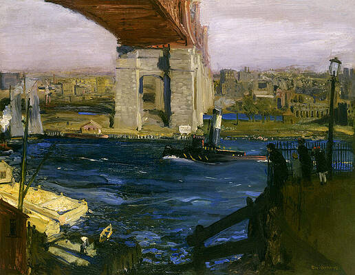 Architecture Wall Art featuring the painting Bridge, Blackwells Island By George Wesley Bellows by The Luxury Art Collection