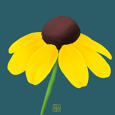 Vibrant Wall Art featuring the digital art Bright Brown-Eyed Susan Profile by Snow Iris Studio