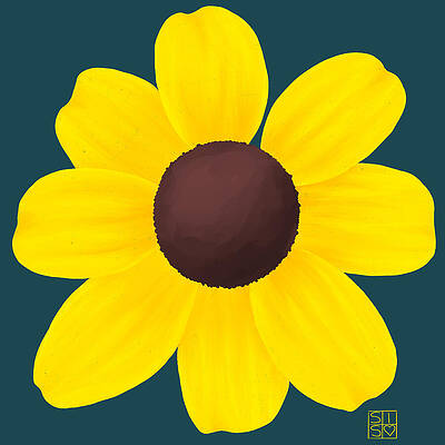 Vibrant Wall Art featuring the digital art Bright Brown-Eyed Susan by Snow Iris Studio