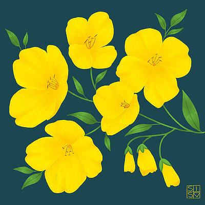 Vibrant Wall Art featuring the digital art Bright Buttercups by Snow Iris Studio
